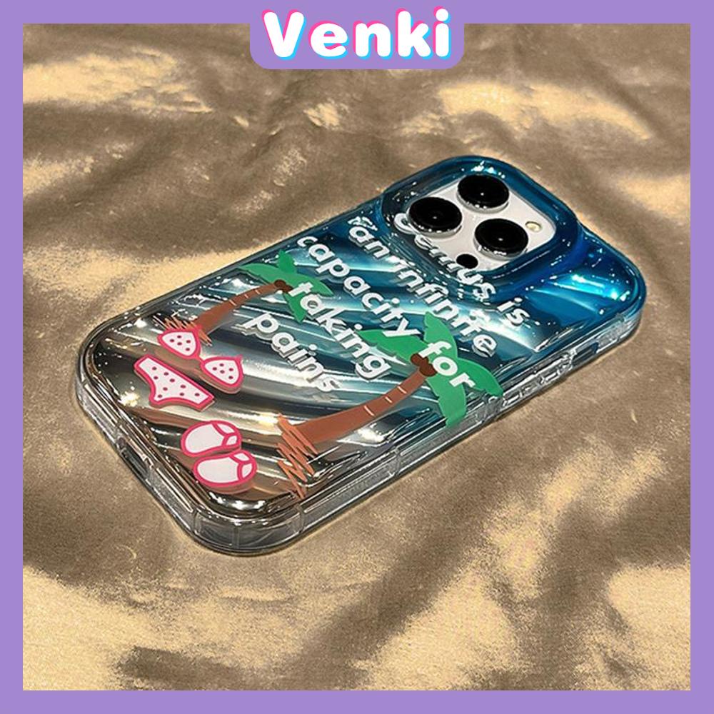 VENKI - Untuk iPhone 11 Transparan Laser Reflektif Ponsel Case TPU Soft Airbag Tahan Guncangan Ponsel Case Gradien Grafiti Keren Berdiri untuk iPhone 14 13 Pro max 12 Pro Max XR XR 7 8Plus