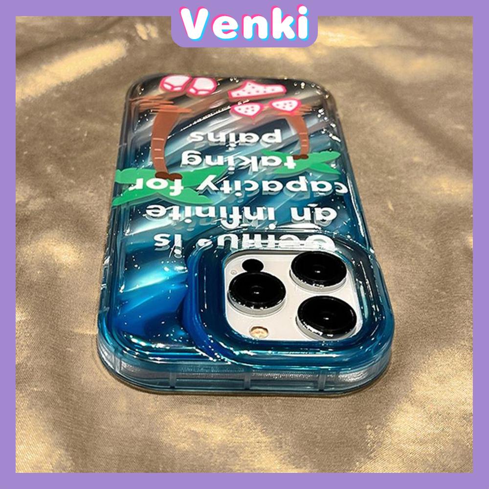 VENKI - Untuk iPhone 11 Transparan Laser Reflektif Ponsel Case TPU Soft Airbag Tahan Guncangan Ponsel Case Gradien Grafiti Keren Berdiri untuk iPhone 14 13 Pro max 12 Pro Max XR XR 7 8Plus