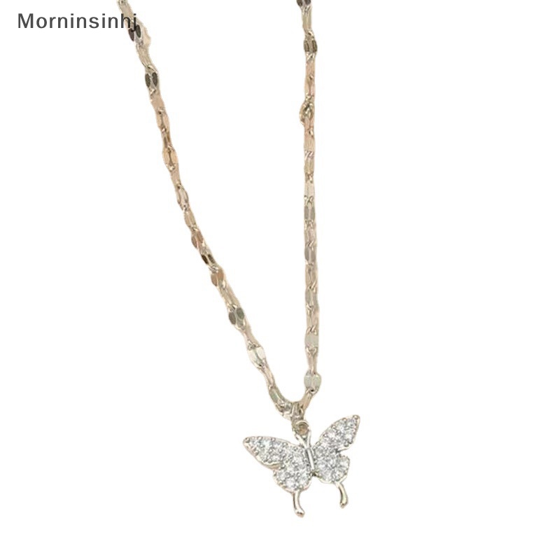 Mornin Shiny Butterfly Necklace Indah Emas Kristal Liontin Kerah Rantai Kalung Wanita Klavikula Rantai Pesta Pernikahan Perhiasan Hadiah id