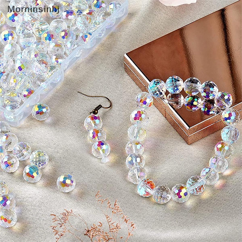 Mornin 10/20pcs Manik-Manik Kaca Kristal Untuk Membuat Perhiasan Manik-Manik Bulat Segi Curah Longgar Spacer Beads DIY Craft Kalung Gelang Anting id