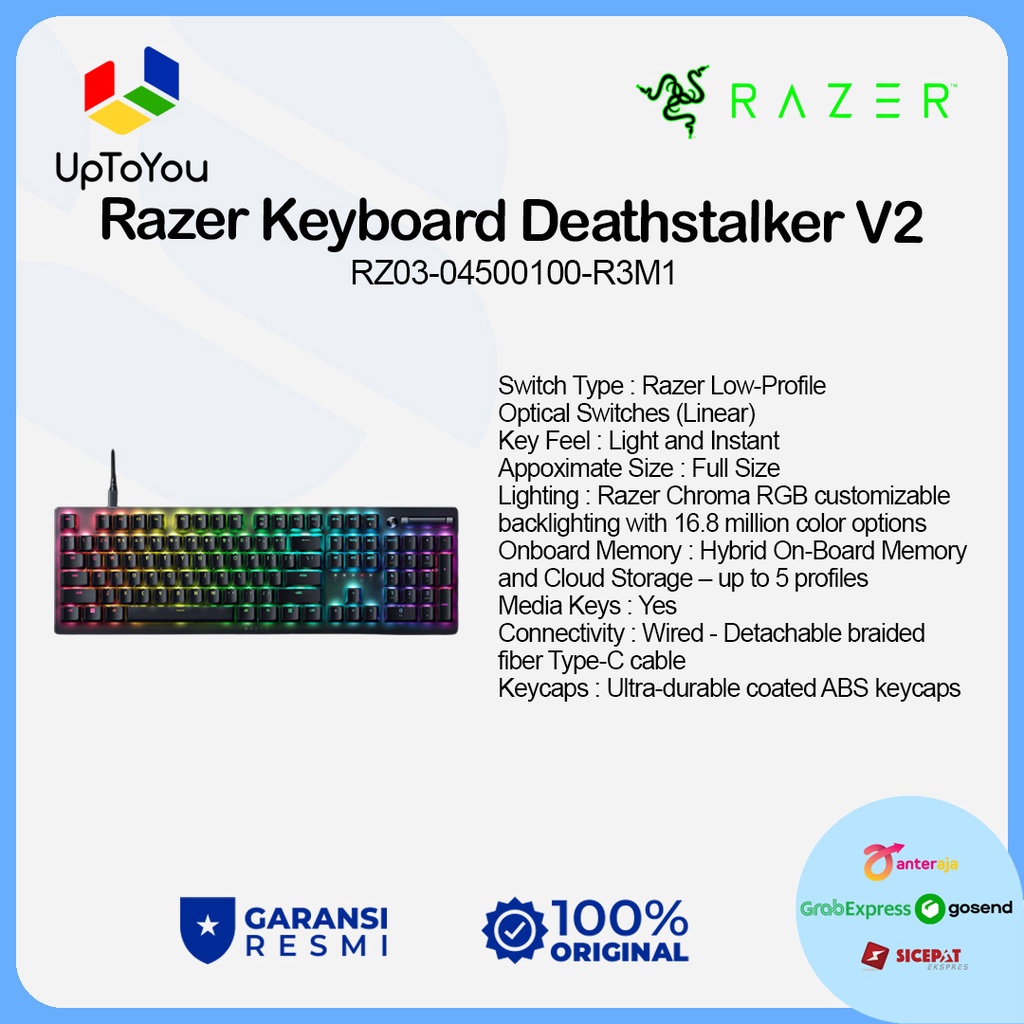 Razer DeathStalker V2 Linear Optical Switch Gaming Keyboard