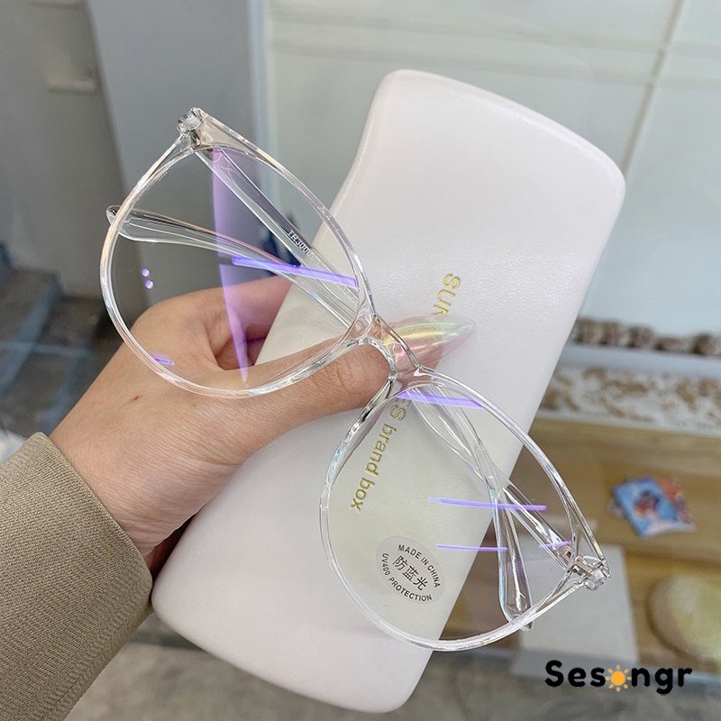 COD Kacamata Anti Blue Light Wanita Kacamata Optik Frame Bulat Transparan Fashion Korea Anti Radiasi Wanita Fashion Retro Bentuk Kotak Anti Radiasi