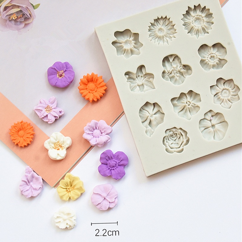 3d Mini Bunga Cetakan Silikon Permen Cetakan Coklat Cupcake Fondant Dekorasi Kue Dapur DIY Alat Kue Clay Sabun Mold