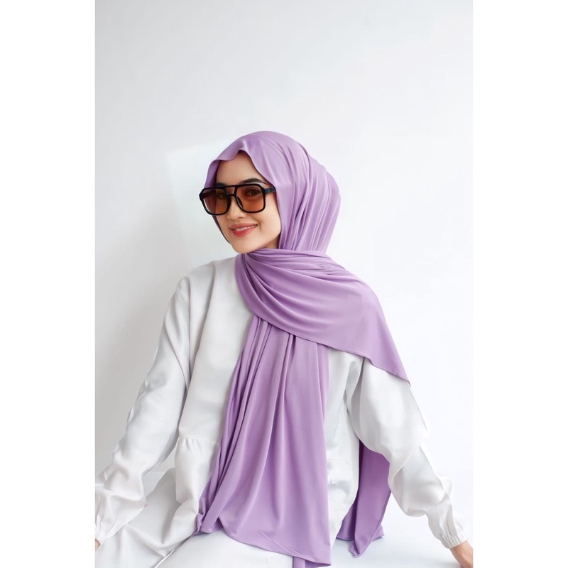 Pashmina Kaos Jersey Premium Kerudung Panjang Tebal Flowy Hijab Pasmina kaos rayon
