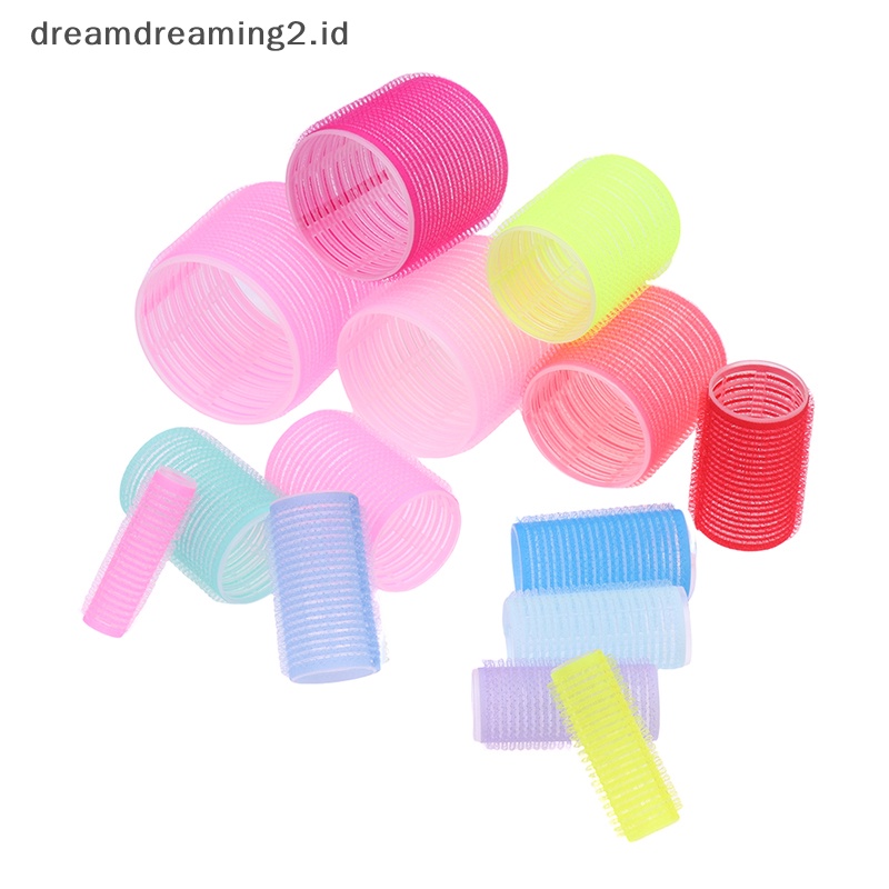 (drea) 6pcs Rol Rambut Self Grip Menempel Beda Ukuran DIY Hairdressing Hair Curlers//