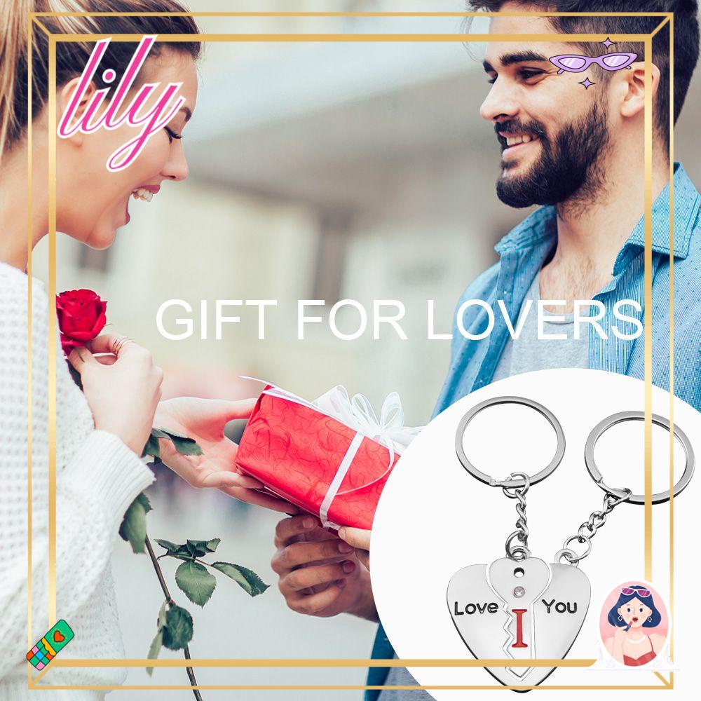 Lily Pasangan Gantungan Kunci Hadiah Natal Pasangan Hadiah Hati Cinta Perhiasan I Love You Couple Jewelry