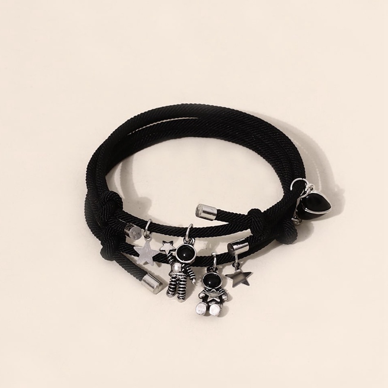 Spaceman Gelang Liontin Magnetik Astronot Kreatif Bintang Hati Pasangan Gelang Persahabatan Perhiasan Pecinta Gelang
