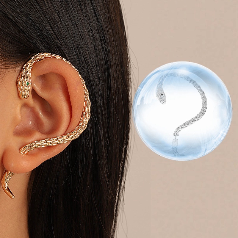 1pc Anting Tusuk Cuff Bentuk Ular Twining Gaya Punk Untuk Perhiasan Wanita Gaya