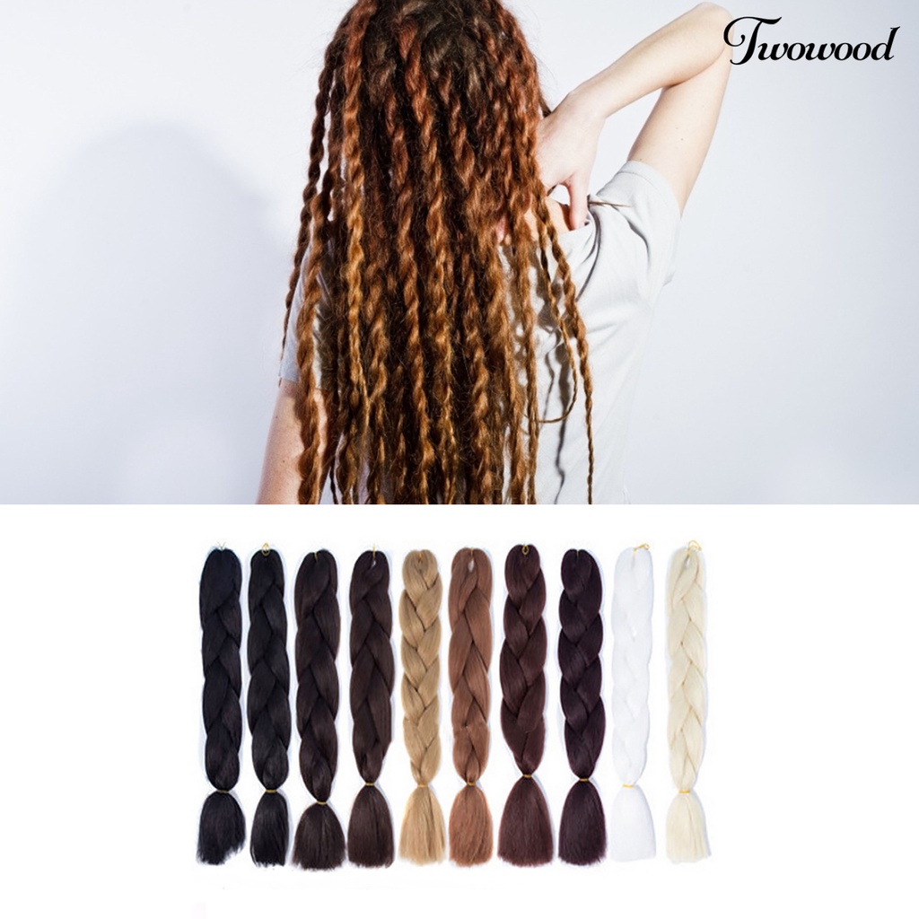 Twowood Wig Rambut Gimbal Panjang Tahan Panas Serat Sintetis Exquisite Twist Braiding Wig Untuk Wanita