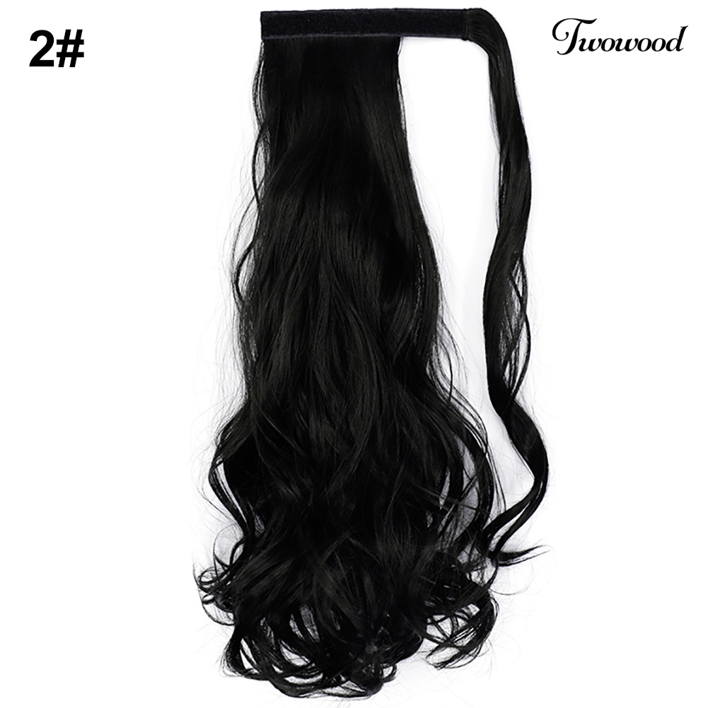 Twowood 18inci Serat Sintetis Klip in Wavy Curly Ponytail Wig Hair Extension Sopak