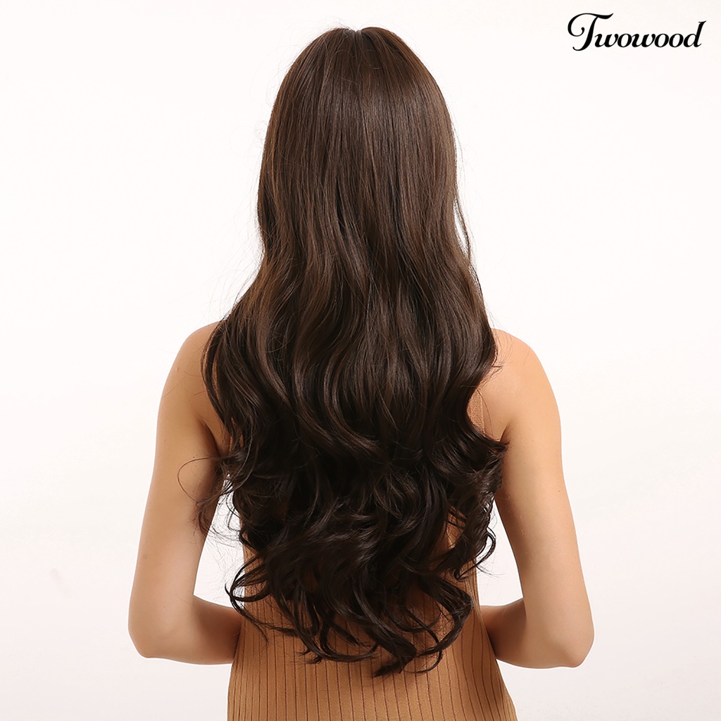 Twowood Wanita Fashion Serat Suhu Tinggi Rambut Keriting Panjang Sintetis Wig Sopak