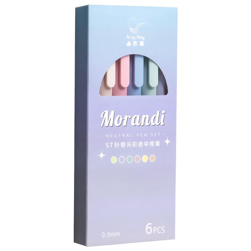 6pcs 0.5mm INS Morandi Colorful Gel Ink Pen Sederhana Cepat Kering ST Nib Ditarik Gel Pen