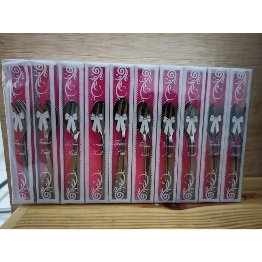 JA SOUVENIR SENDOK GARPU KEMAS PLASTIK MIKA / SUVENIR PERNIKAHAN SENDOK GARPU KUE SOVENIR SENDOK GAR