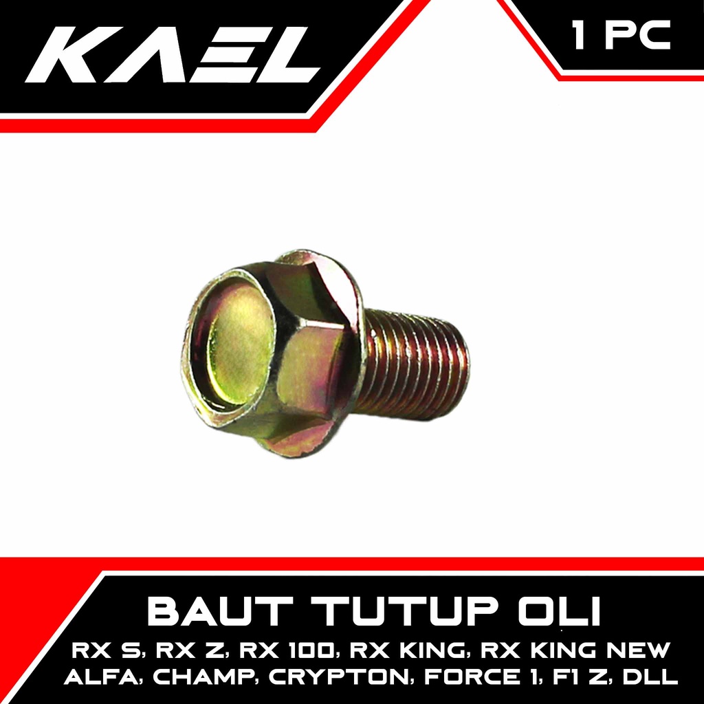 Baut-Baud Tutup Oli Mesin Bawah Yamaha RXKing New &amp; RX King &amp; RXS &amp; RXZ &amp; RX 100 &amp; Force 1 &amp; F1ZR-F1 ZR &amp; F1Z &amp; Vega-R Lama &amp; Alfa &amp; Champ &amp; Crypton