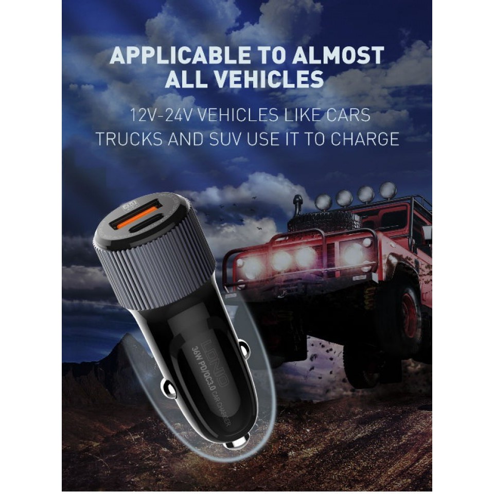 565 LDNIO C510Q Dual Port Car Charger - PD 3.0 and QC3.0 - 36W Max