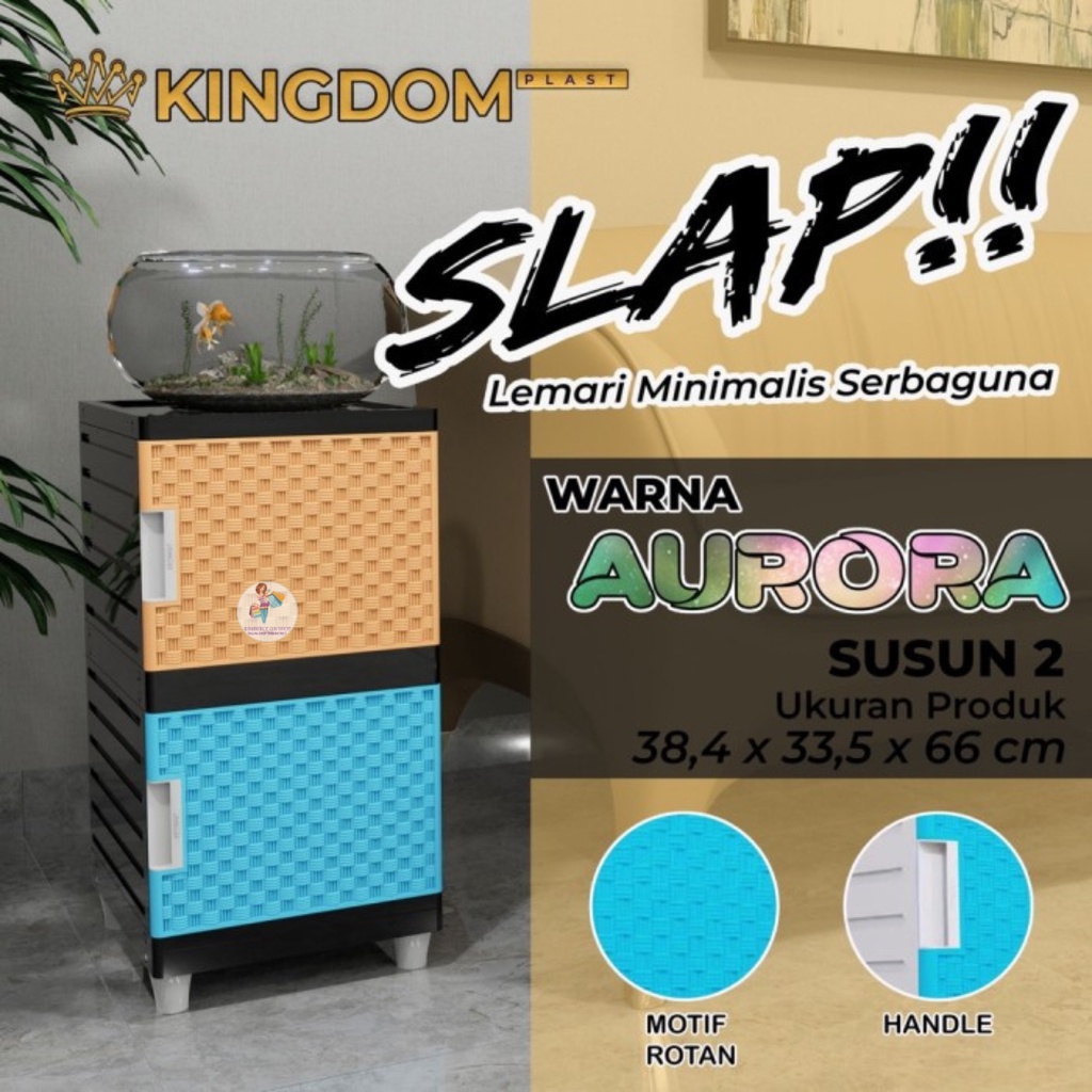 Lemari Plastik Slap Susun Serbaguna Minimalis Aurora Kingdom