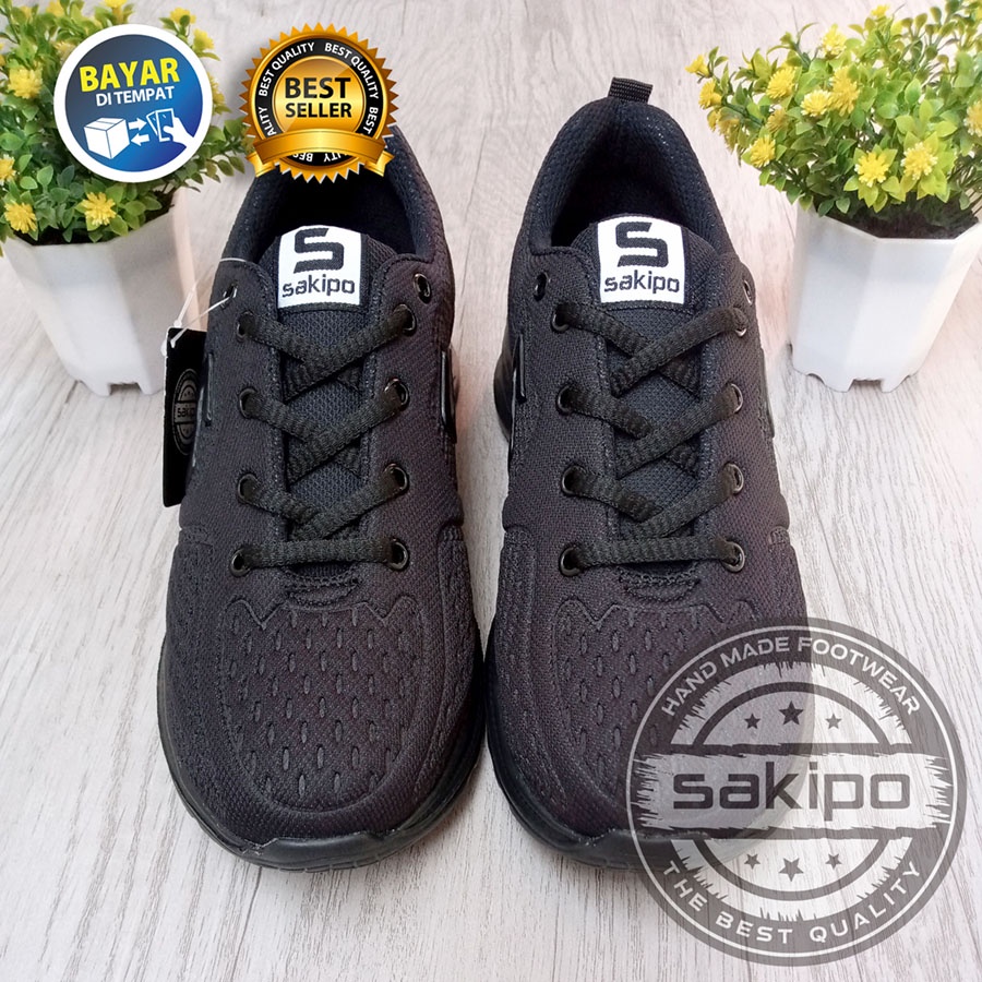 PROMO BTS KEMBALI SEKOLAH !! SEPATU SEKOLAH HITAM POLOS MEREK SAKIPO SD SMP SMA SMK KULIAH / SEPATU BERTALI ANAK SEKOLAH WARNA HITAM  / SEPATU LARI RINGAN DI PAKAI / SEPATU KULIAH / SAKIPO