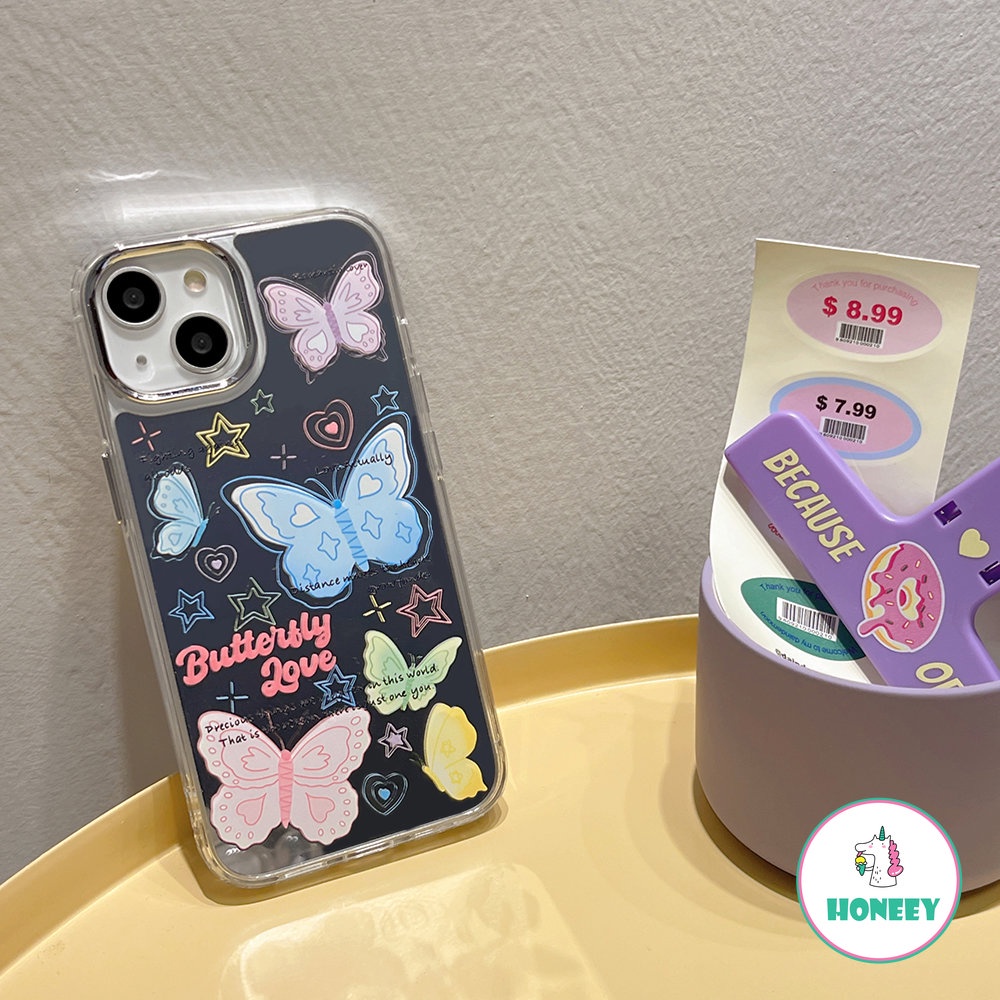 Korea Cermin Warna-Warni Kupu-Kupu Case Untuk iPhone 14 Pro Max Case Untuk Iphone13 12 /12pro 11 Pro Max Cermin Cantik Shockproof Phone Cover