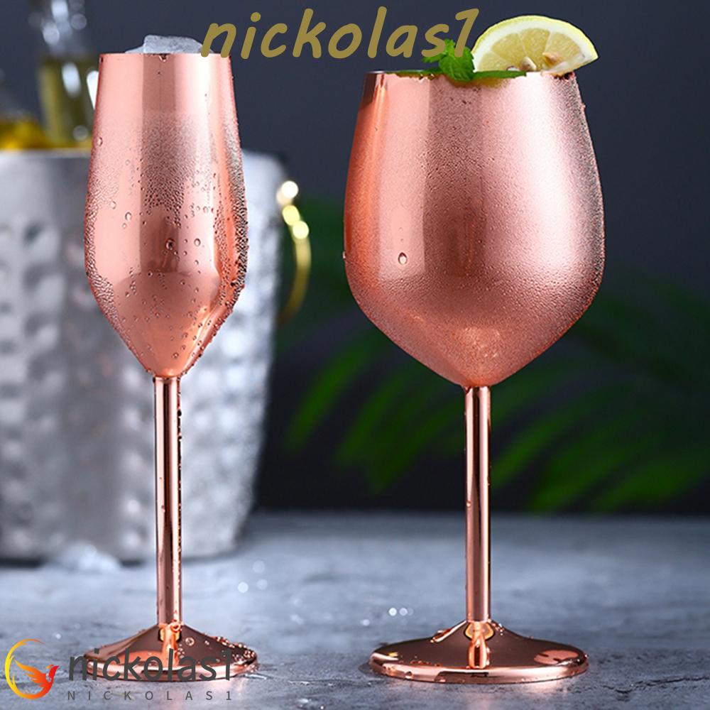 Nickolas1 Gelas Champagne Stainless Steel Rose Gold Restoran Bar Alat Perlengkapan Dapur Gelas Cocktail