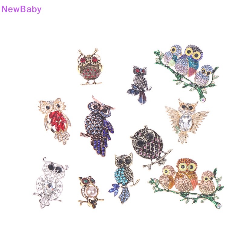 Newbaby Berlian Imitasi Owl Bros Lencana Pin Burung Hewan Pesta Santai Jas Korsase Hadiah ID