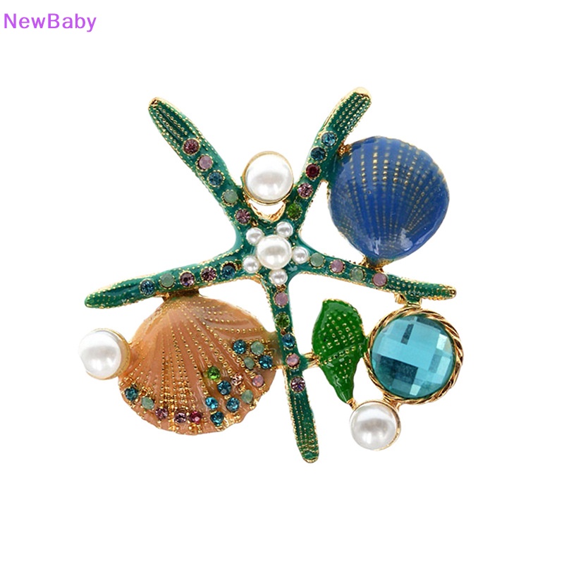 Newbaby Fashion Berlian Imitasi Mutiara Imitasi Bintang Laut Shell Bros Perempuan Lucu Pin Brooch ID