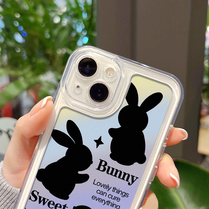 Sweet Bunny Case Untuk Redmi Note10 11 11E 11S 12 8 8T 9 9S 10 Xiaomi 11T 12T 13Pro 13 Mi 10 10 Pro 10T Lite 10T 11 12 Poco F3 F4 M3 X3 X4 X5 Pro Akrilik Space Cover Belakang TPU