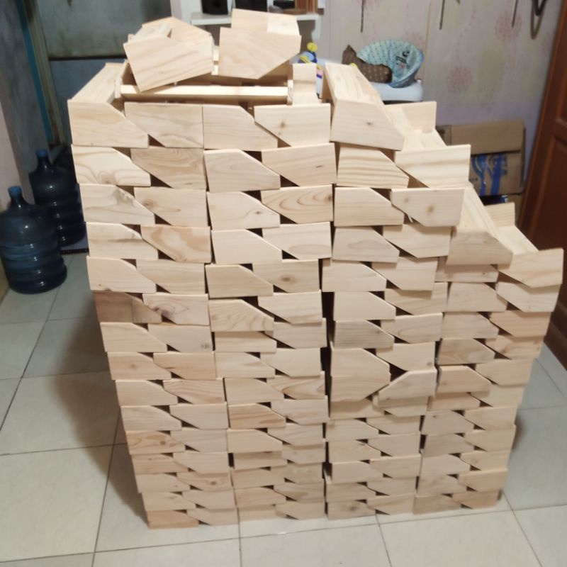 Rak Bumbu Toples Kayu Model Tangga 2 Susun - Tempat Bumbu Dapur 2 Tier - Abik Store