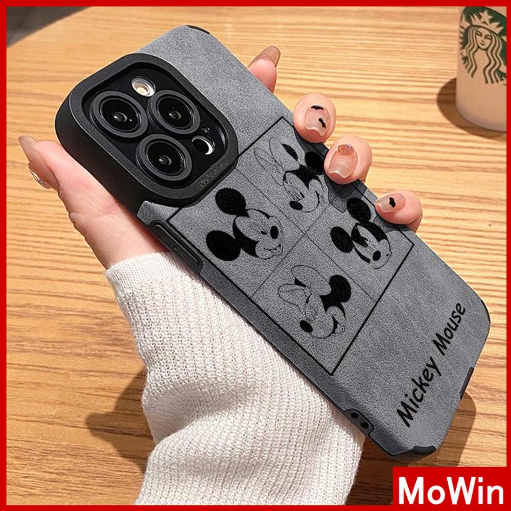 Untuk iPhone 14pro max iPhone Case Murid Patch Kulit Suede Shockproof Kamera Case Perlindungan Lucu Kartun Mouse Kompatibel Dengan iPhone 13 Pro max 12 Pro max 11 xr xs max 7 8Plus