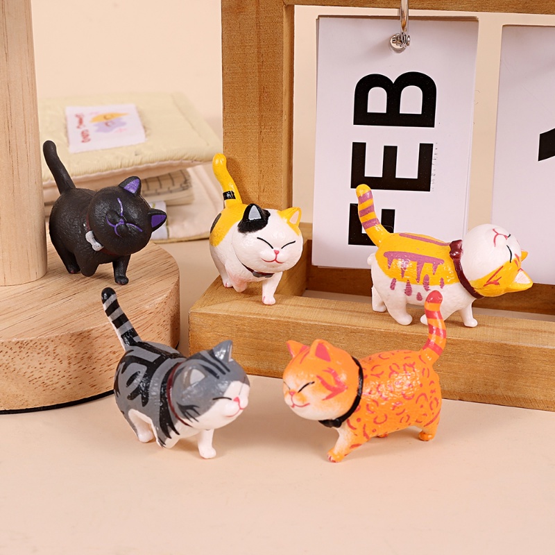 1pc Random Kreatif Auto Ornamen Mainan Kucing Dapat Diputar 360derajat Kepala Boneka Kitty Micro Landscape Model Lucu Dekorasi Rumah