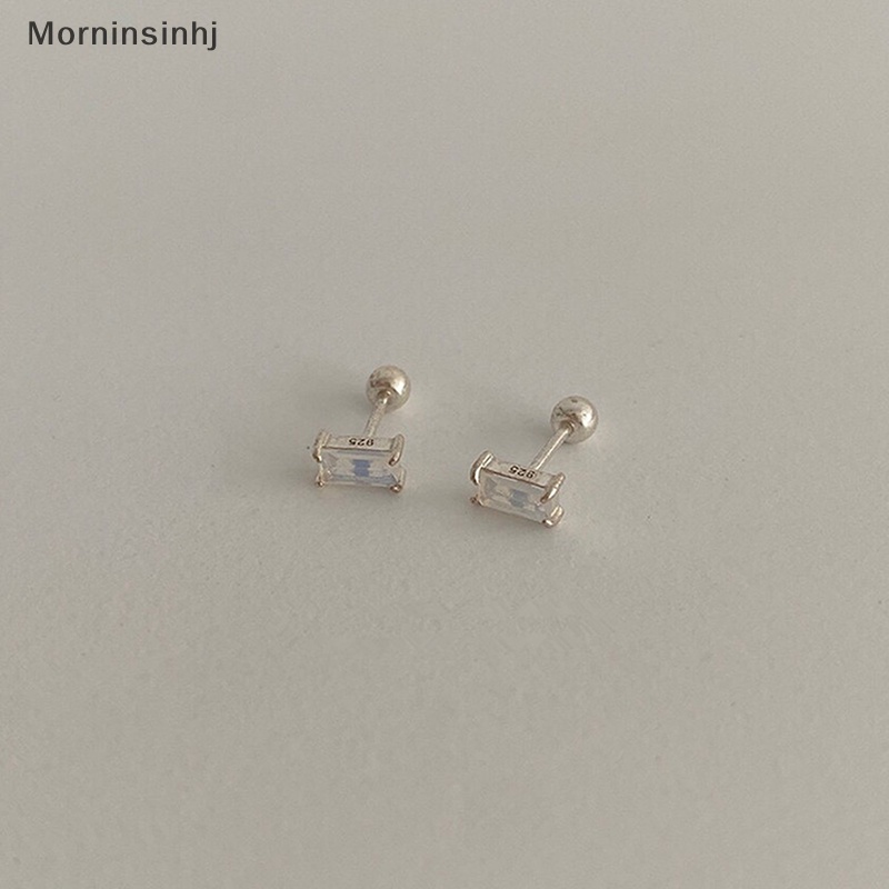 Mornin 1pasang S925 Sterling Silver Zircon Anting Telinga Tulang Kuku Untuk Wanita Tulang Rawan Anting Spiral Stud Earring Tubuh Perhiasan Hadiah id