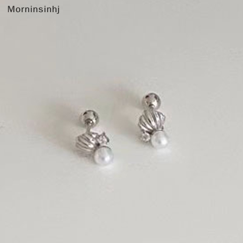 Mornin 1pasang Shell Pearl Earring Kuku Tulang Telinga Untuk Wanita Anting Tulang Rawan Anting Spiral Stud Earring Body Jewelry Hadiah id