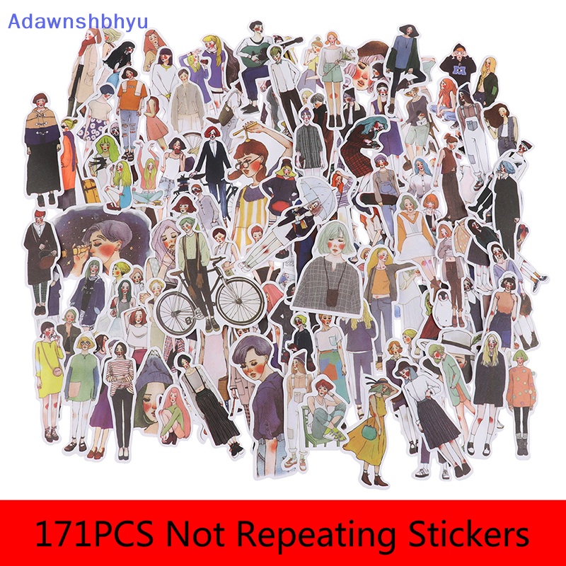 Adhyu 171Pcs Cute kawaii Self-made Pretty Girls Scrapbooking Stiker DIY Craft Album ID