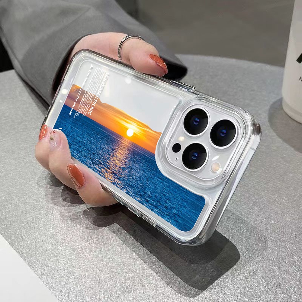 Sea ​​Sunset Sun Case Untuk Oppo Realme C21 C21Y C11 C2 C20 C25Y C11 C15 C30 C31 C35 C55 10 Pro 9i 9Pro Q5i V23 V11 Reno8 7 6 6Pro 5G 4SE Find X5 X5Pro Akrilik Ruang TPU Penutup Belakang