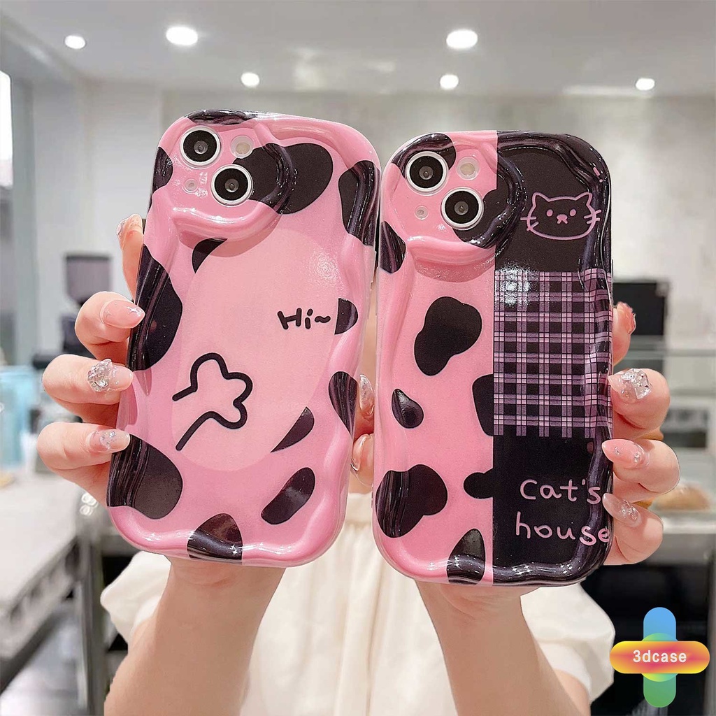 Casing Kitty Wave floating OPPO A17 A17K A16 A95 A57 A16S A77 A57S A57E A55 A7 A15 A54 A5S A3S A76 A96 A5 A9 A31 A53 A33 2020 A77S A12 A12S A1K A16E A16K A54S Reno 7 7Z 8Z 5 4 6 8 5F 5K 4F Kartun Kucing Lucu Leopard Kotak Kotak 3D Wavy Curved Edge Case