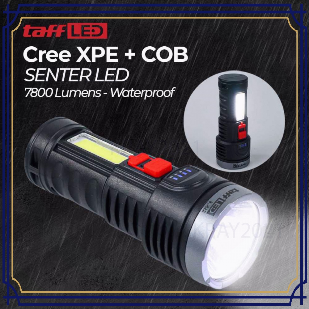 TaffLED Senter LED Waterproof USB Cree XPE+COB 7800 Lumens - BL-822