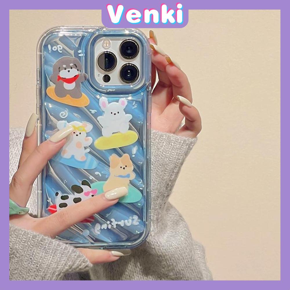 VENKI - Untuk iPhone 11 iPhone Case Laser Reflektif Bening Phone Case TPU Lembut Shockproof Airbag Case Cute Surf Critter Kompatibel dengan iPhone 14 13 Pro max 12 Pro Max XR XS 7 8Plus