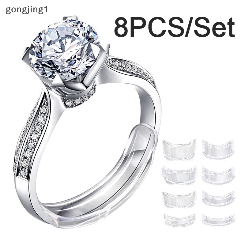 Ggg 8ukuran Silikon Invisible Clear Ring Size Adjuster Mengencangkan Pengecil Alat Perhiasan ID