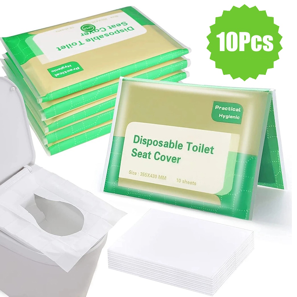 [Unggulan] 10pcs Kertas Sekali Pakai Toilet Seat Cover/Portable Outdoor Travel Keset Toilet Hotel/ Soluble Water Safety Toilet Pad/Aksesori Kamar Mandi