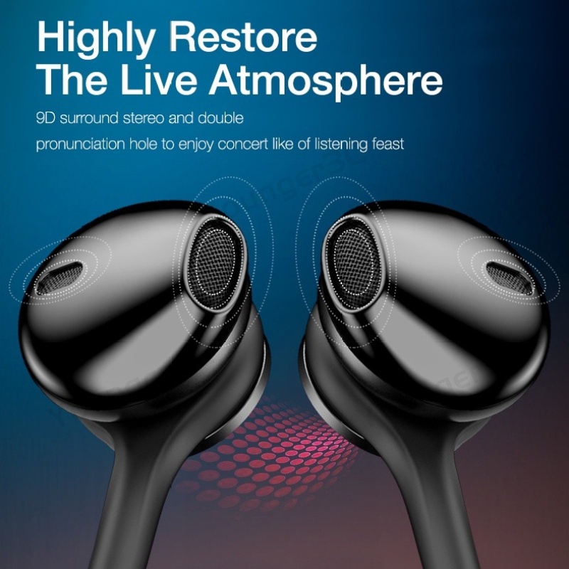 3.5mm Half In Ear Wired Earphone HiFi Suara Bass Metal Subwoofer Headset Dengan Mikrofon Kontrol Volume Stereo Bass Earbuds