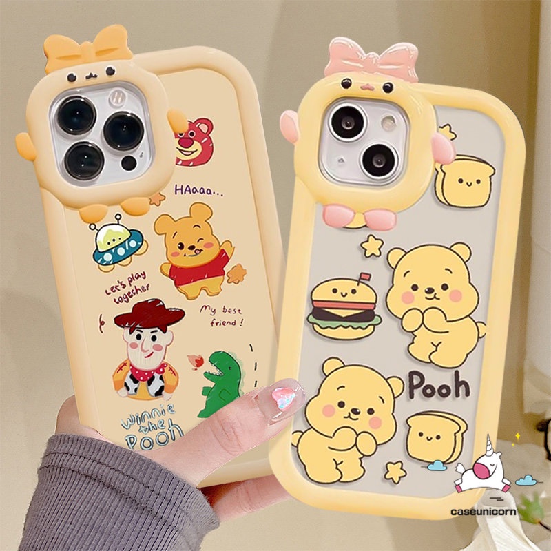 Untuk Redmi 10C 910a 9T A1+10A2+ 9C 9A Note 10s 11 Pro+8 9 11s 10 Pro POCO X3 Pro NFC M3 Mi 11 Lite Cute Winnie Little 3D Ikatan Simpul Little Monster Lensa Mainan Kartun Soft Case Cerita