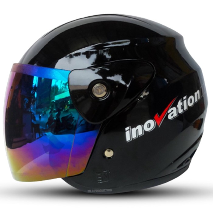 Helm Half Face Dewasa Evolution Seperti GM  Pria Wanita SNI - A01, KACA HITAM