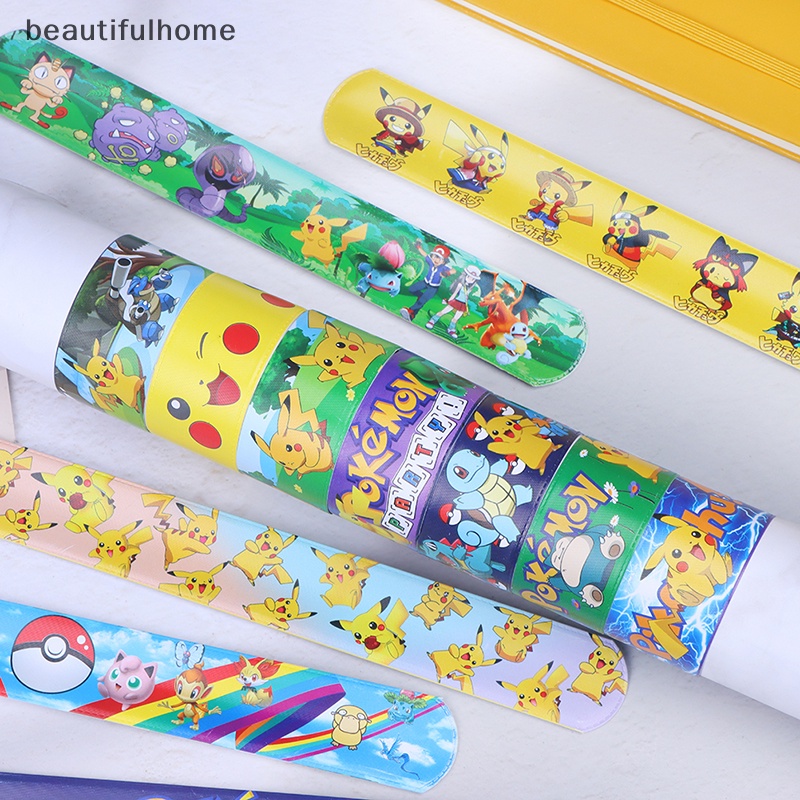 {beautifulhome} Gelang Snap Pokemon Pikachu Figurine Anime Wristband Anak Pocket Slap Band.