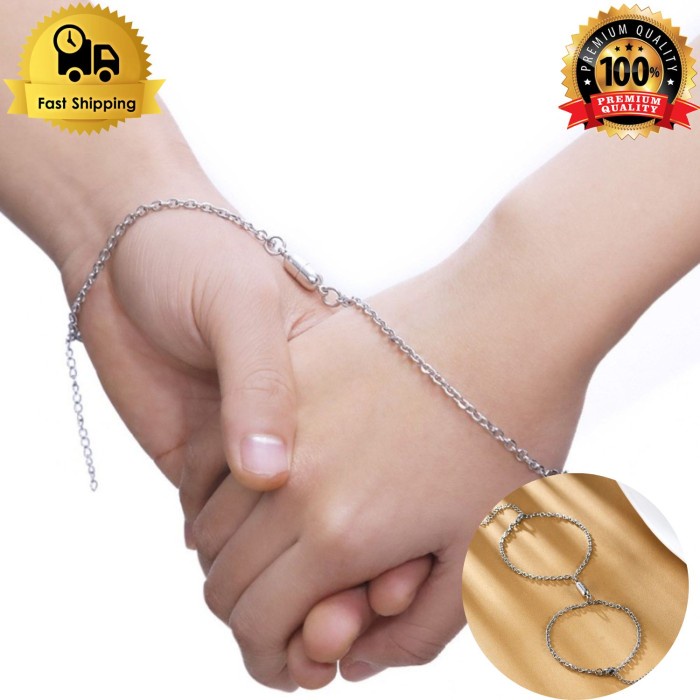 Gelang Rantai Titanium Magnet Couple Pasangan Pria Wanita Silver G353