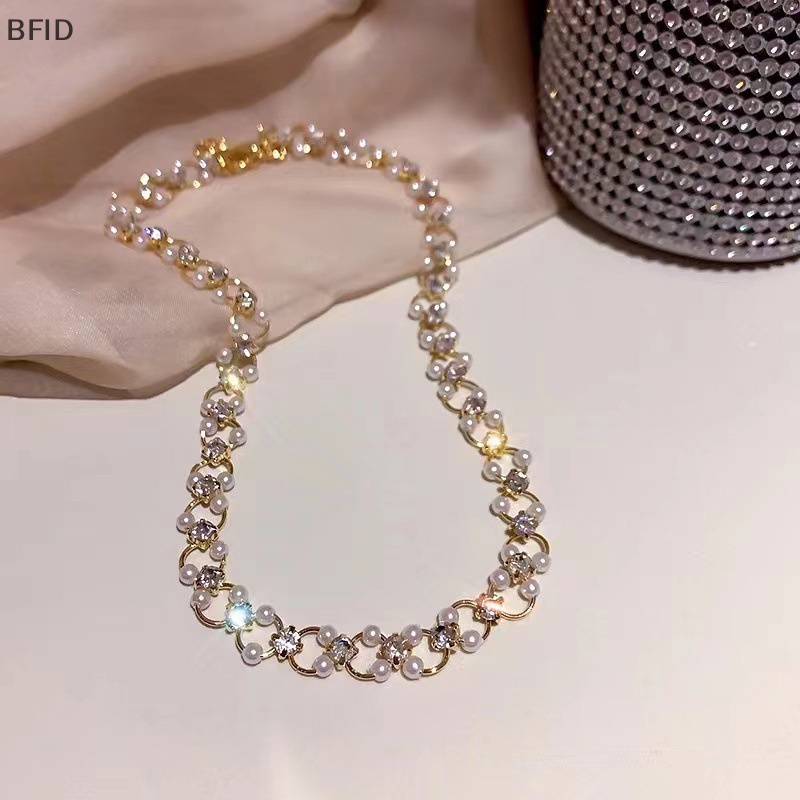 [BFID] Korea Elegan Kalung Mutiara Sederhana Bersinar Choker Wanita Aksesoris Fashion Perhiasan [ID]