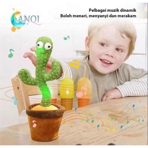 Mainan Boneka Kaktus Goyang LED Menari Bergoyang Rekam Suara / Squid Game Kaktus