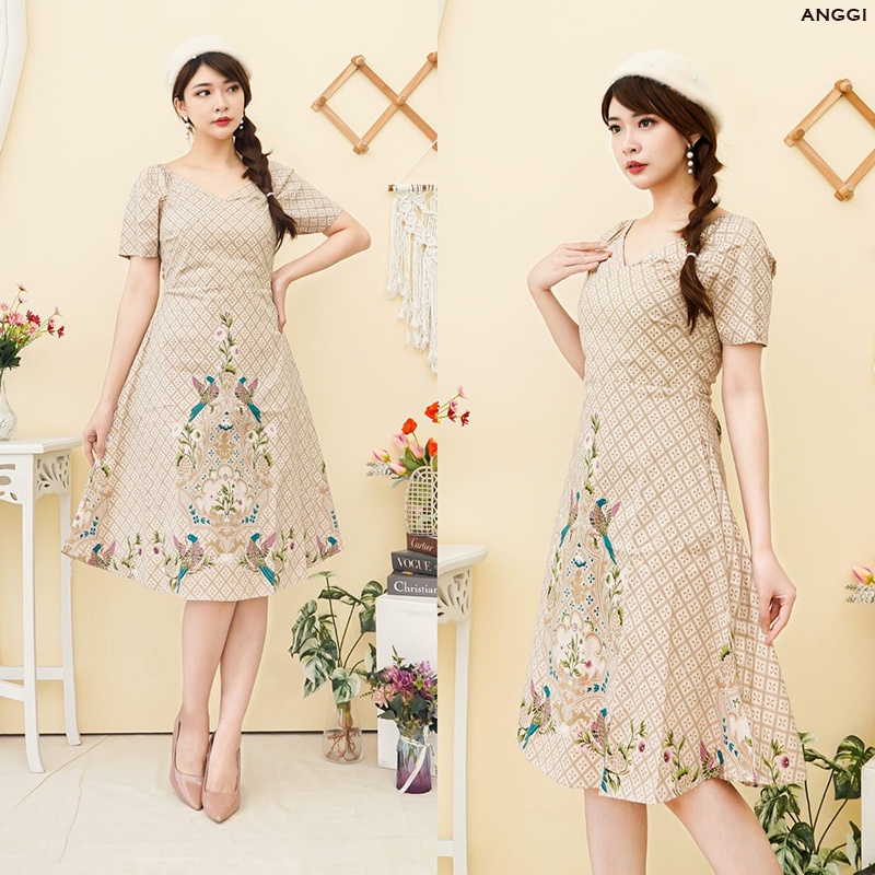 Evercloth Anggi Dress Batik Modern Wanita Gaun Terusan Jumbo