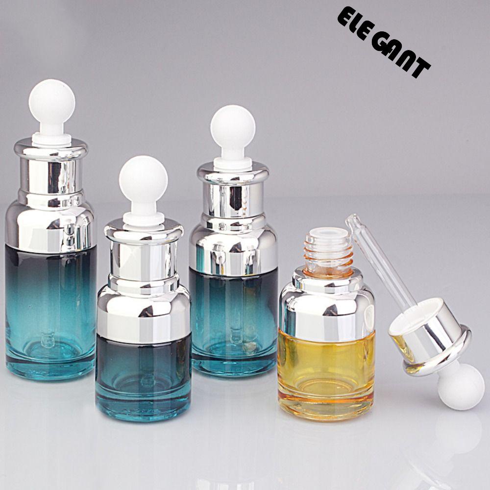 [Elegan] Botol Pipet Kaca Portable Biru Kuning Sample Vial Transparan Beauty Solon Wadah Cairan Kosmetik Massage Oil Bottle