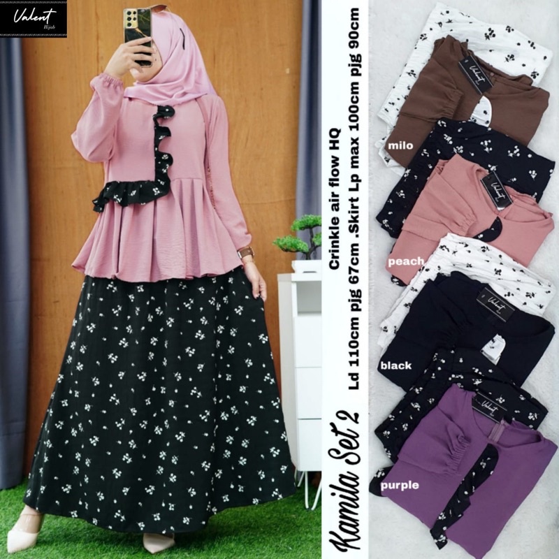 KAMILA SET • ZAYFA SET ORI VALENT | Crinkle Airflow Setelan Rok