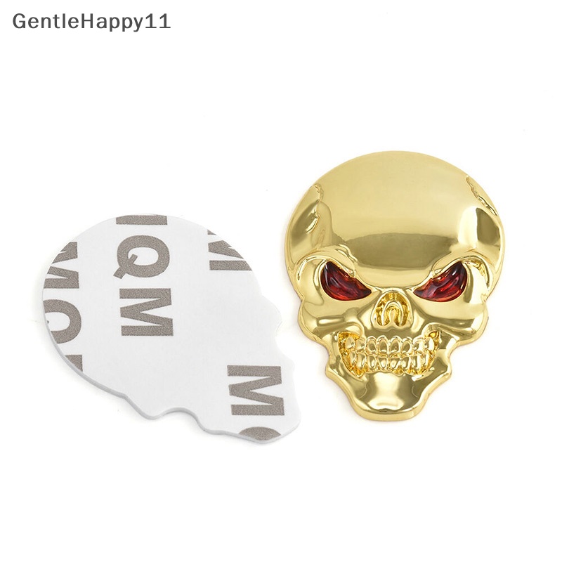 Gentlehappy 3D Metal Skull Bone Stiker Motor Mobil Decals Dekorasi Emblem Badge id