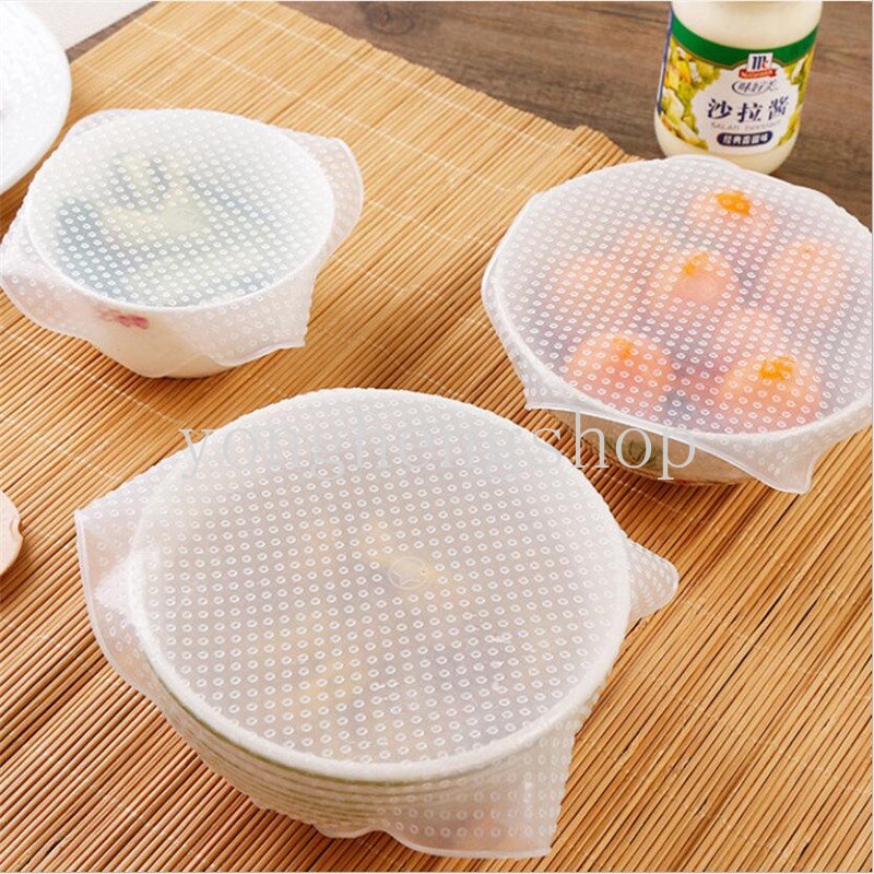 Silikon Bungkus Makanan Bening Cling Film Multifungsi Reusable Stretchable Lid Kulkas Food Preservation Seal Covers Fresh Keeping Bowl Cover Kitchen Gadget